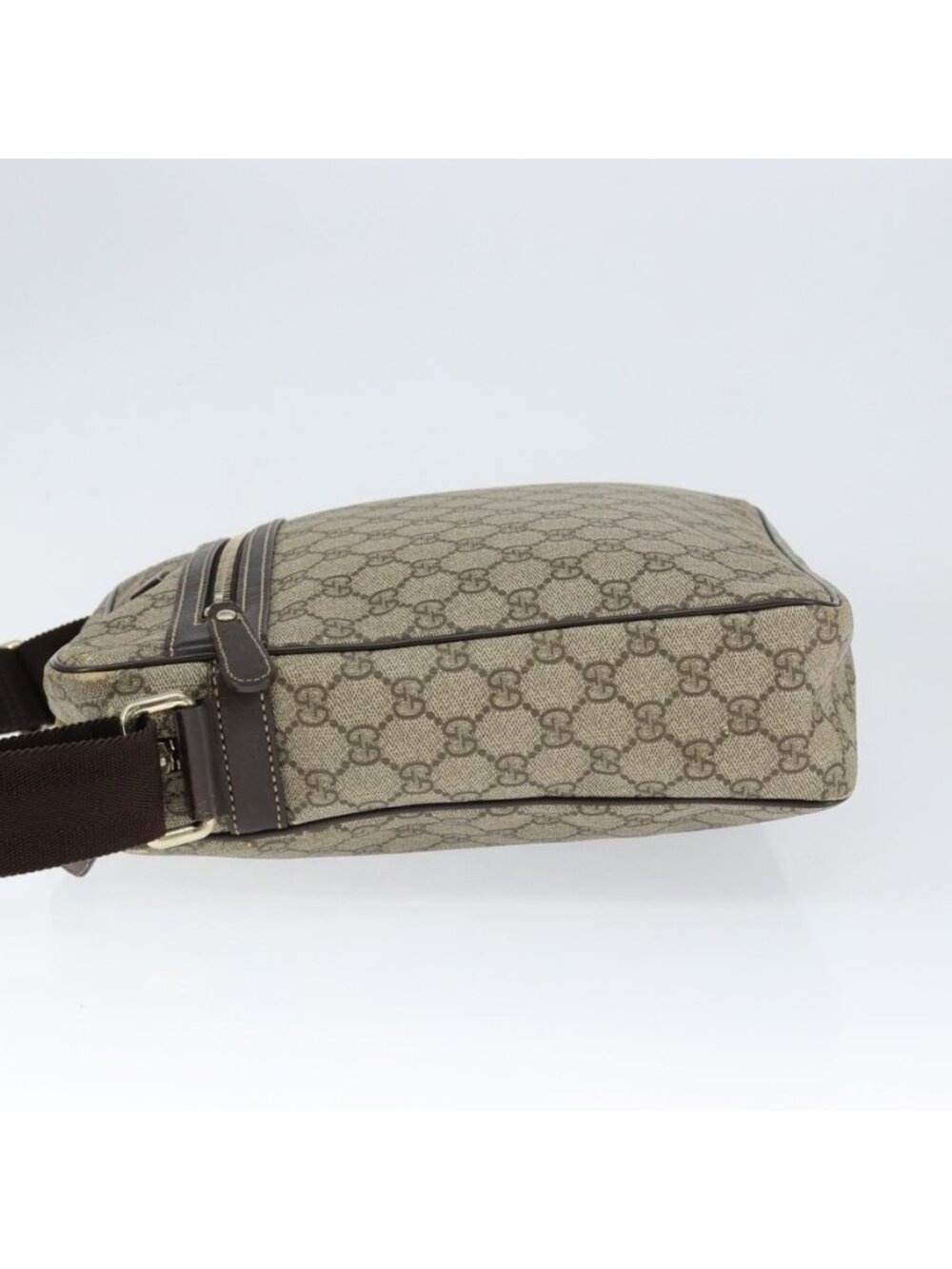 Authentic GUCCI GG Supreme Shoulder Bag PVC Brown Gold 201448 - Picture 11 of 16